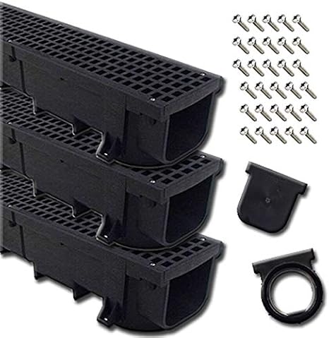 Polylok Black Heavy Duty 4ft Trench Drain Kit (3 Pack / 12 Linear Feet)