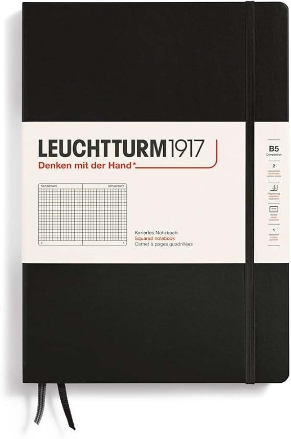 LEUCHTTURM1917 Notebook Composition B5, Hardcover, Squared, Black