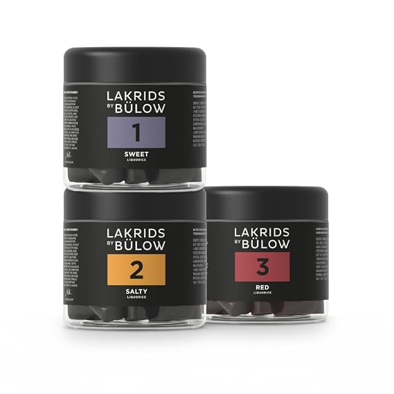 LAKRIDS BY BULOW - 3 x 5.3 oz - Sweet, Salty & Red - Vegan gourmet licorice from Scandinavia