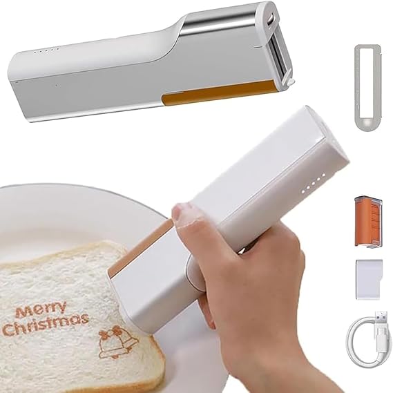 Portable Edible Inkjet Pen,Portable Food Printer,Handheld Coffee Printer Macaron,Coffee,Cake,Biscuit,Bread,Chocolate,Diy Decoration Personalized Pattern Mini Printer (Food-grade black inkcartridge)