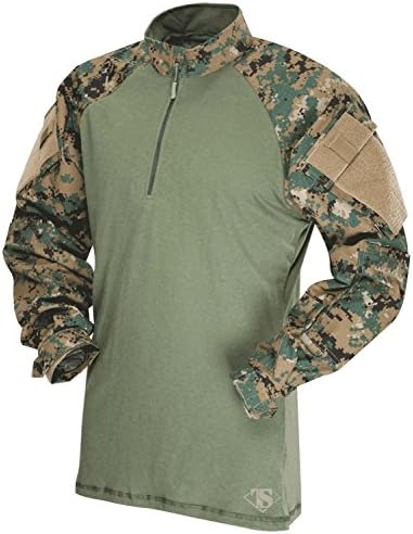 Tru-Spec T.R.U. 14 Zip Combat Shirt, Mens Tactical Long Sleeves - 6535 Polyester Cotton Rip-Stop Fabric