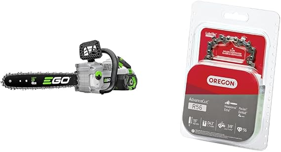EGO Power+ CS1613 16-Inch 56-Volt Lithium-ion Cordless Chainsaw with 4.0Ah battery and charger inclu & Oregon R56 AdvanceCut Chainsaw Chain for