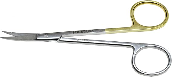 Suture Scissor Serrated Curved Dental Surgical Scissor for Suture and Tissue Cutting Oral Surgery - Stainless Steel with One Gold Handle - Durable and Autoclavable