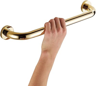 Leyden Brass Shower Grab Bar,Gold Support Bar Bathroom Hand Safety Handrail for Elderly Wall Senior Rail Handle for Tub, Toilet 12 Inch
