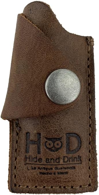 Hide & Drink, Rustic Leather Lighter Protective Case Handmade (Bourbon Brown)