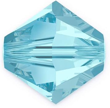 12pcs Authentic Premium Austrian Crystals 5328 Xilion 8mm (0.31 inch) Aquamarine Blue Bicone Crystal Beads (Made in Austria) for Jewelry Craft Making SWA-B810