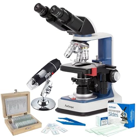 AmScope VB-B120C-R-SLVR 2500X USB-C Rechargeable Binocular Compound