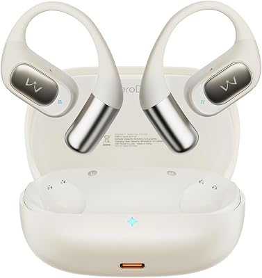 iWALK Open-Ear Headphones, True Wireless Headphones Bluetooth 5.4 Light Earbuds, Ultra Comfort Earhooks, 35H Playtimes, Clear Calls, Air Conduction Stereo Sound with 15mm Drivers for Workouts Beige