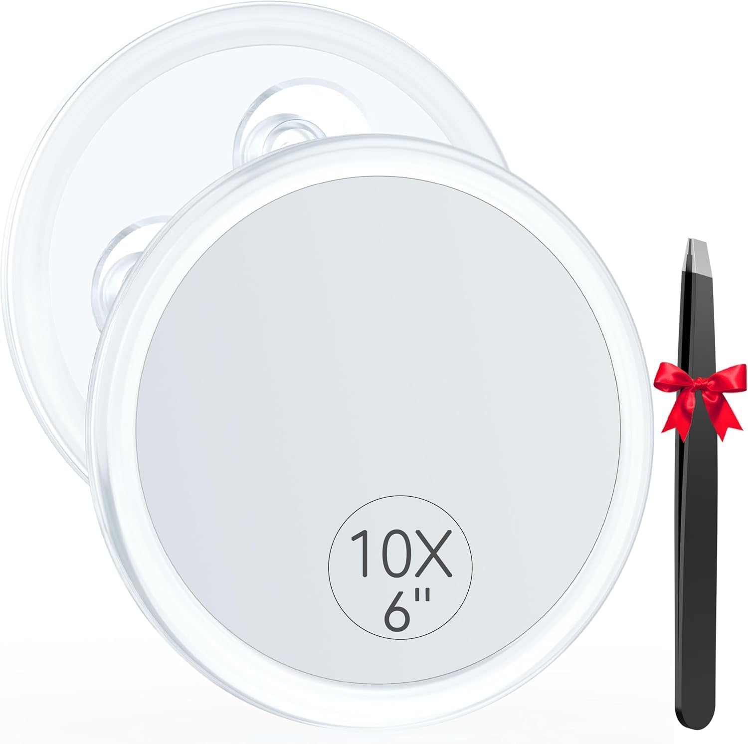 Auxmir Fogless Shower Mirror, 10X Magnifying Suction Cup Mirror for Bathroom, Shatterproof Anti Mist Cosmetic Mirror for Eyebrows - Tweezing, 6in Round Travel Makeup Mirror with 3 Strong Suction Cups
