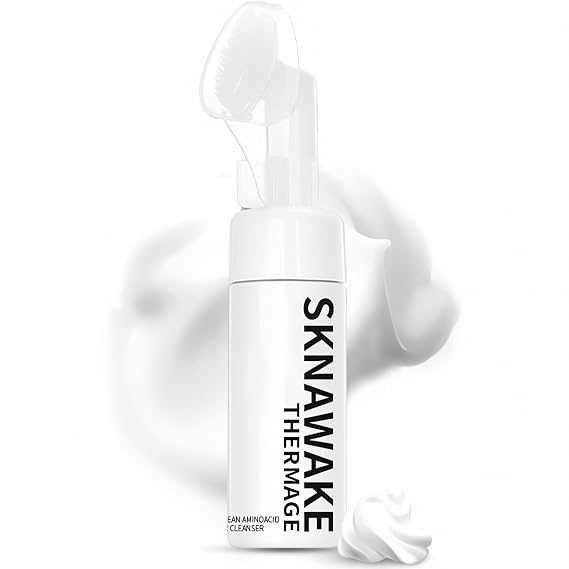 Amino Acid Face Wash with Brush,Foaming Facial Cleanser for Sensitive Skin,Oil-Free Pore Face Cleanser for Women & Men