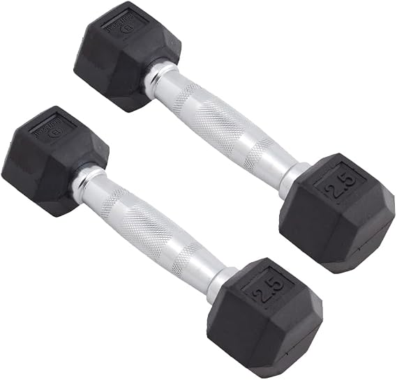Body Sport Rubber Encased Hex Dumbbell Weight, Pair Dumbbells for Exercises Strength Training Equipment Home Gym Accessories Weight Training