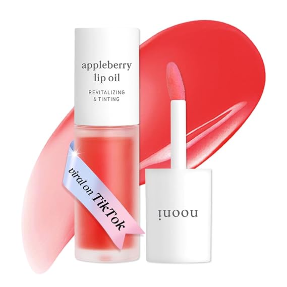 NOONI Korean Lip Oil - Appleberry | Long-Lasting, Moisturizing, Plumping, Revitalizing for Dry Lips, Waterproof, No Peel Off, Hydrating Nourishing