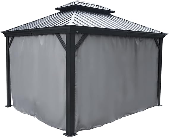 Kozyard 10' x 12' Outdoor Gazebo Privacy Curtain Sidewall | Waterproof Patio Privacy Curtain with Center-Zip Design, Replacement for Hardtop Gazebo Gray