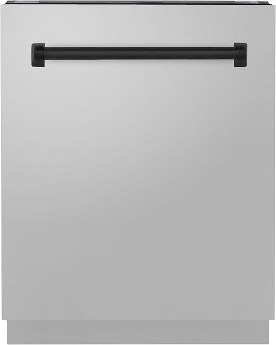 ZLINE Autograph Edition 24" 3rd Rack Top Control Tall Tub Dishwasher in Stainless Steel with Matte Black Handle, 51dBa (DWVZ-304-24-MB)