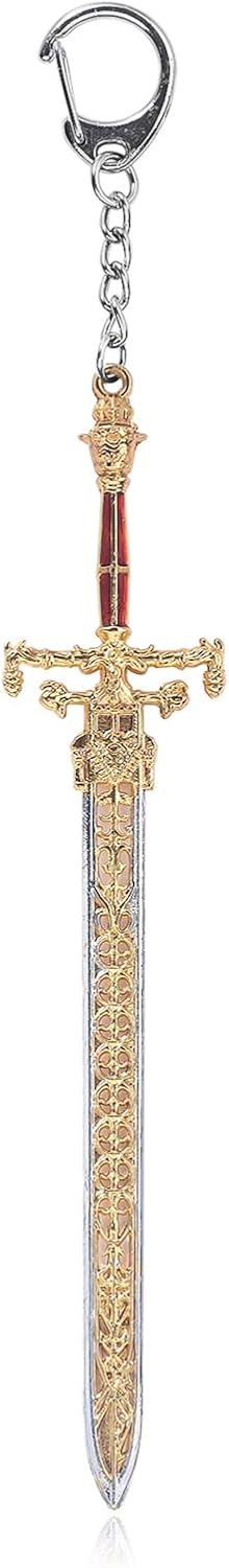 SONGCHANGJEWELRY Elden Ring Sword of Night and Flame Keychain - Knight's Action Figures Toys Props - Collection Party Supplies Desk Key Decoration Gifts, Grey, Large