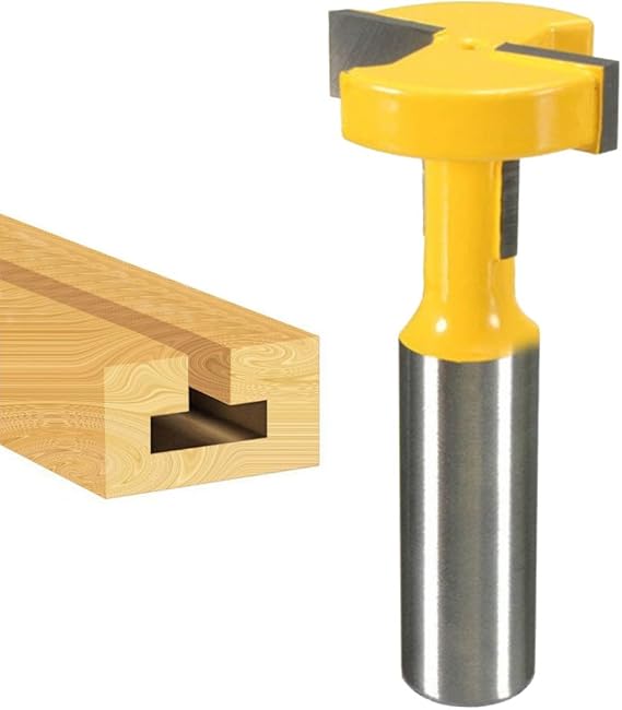 1/2" Shank Straight T-Slot & T-Track Slotting Cutter Router Bit Wood Groove Milling Cutter Woodworking Tool, 1-1/16 Inch Diameter