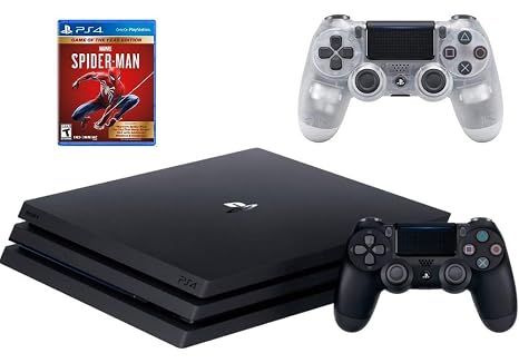 Sony PlayStation 4 Pro 1TB Console Bundle W / Marvel's Spider-Man: Game of The Year Edition and DualShock 4 Wireless Controller -Crystal | Blu-ray Disc Player | Wi-Fi | AMD Processor | HDMI Cable (Renewed)