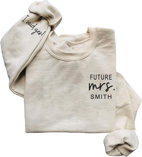 IZI POD Custom Mrs Embroidered Sweatshirt, Future Mrs Sweatshirt, New Mrs Sweatshirt, Engaged, Gifts for Women, Wife, Her