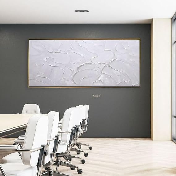 DREAMSPACE 60x30 Large Canvas Wall Art: Hand Painted Oil Painting for Living Room Home Apartment Bedroom Office Decor Pristine Beauty, White Elegance Design