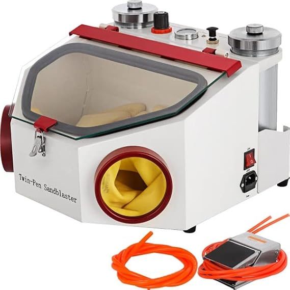 Twin-Pen Double Pen Sand Blaster Unit w/LED Bulb 2 Tanks