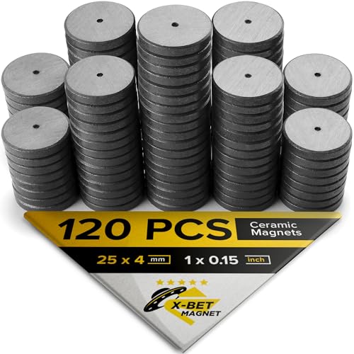 Ultra-Strong Ceramic Round Magnets 1x0.1525x4mm, 120 pcs - Heavy Duty Magnets, Non-Corrosive, High Thermal Resistance, Versatile For Home, Office, Workshop, Whiteboard, Fridge And Hobby Use