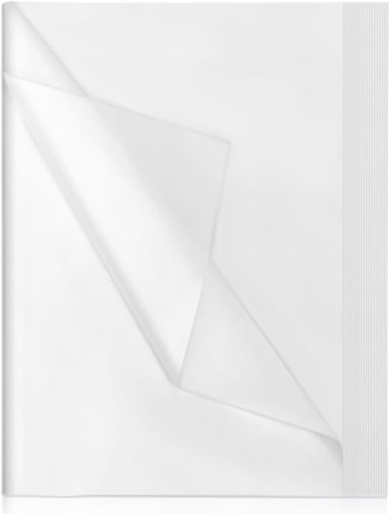 woric 100 Sheets White Tissue Paper, 50x70cm Large Tissue Paper | 17gsm FSC-certified Gift Wrapping Tissue for Wedding Graduation Birthday Party Gift Wrapping Packaging Art Crafting