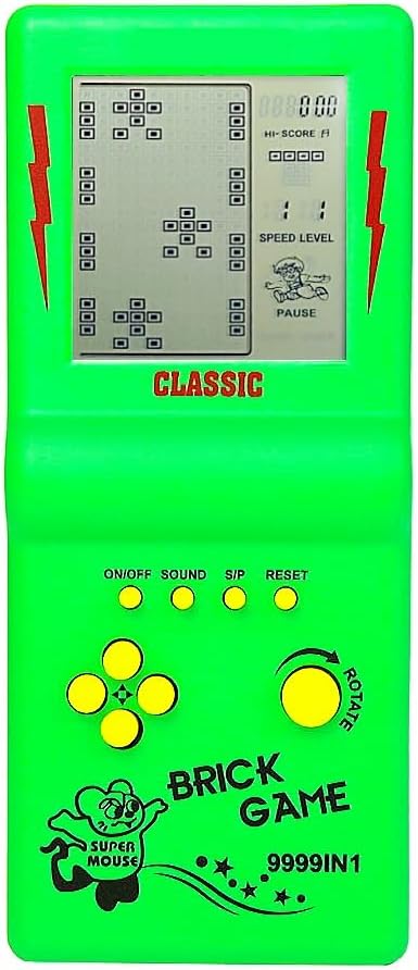 HLF 3.5-inch Large Screen Retro Brick Game Console for the 80s/90s Building Block Game Racing/Tank Game Built-in 23 Classic Games Nostalgic Puzzle Children's game console (Green)