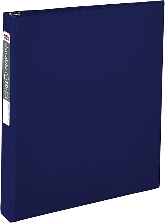 OfficeMax Durable Reference Binders with Round Ring 1", Blue
