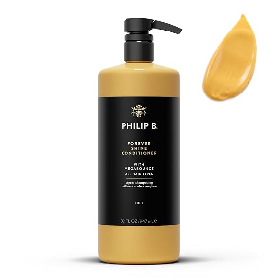 PHILIP B. Forever Shine Conditioner 32 Oz Lightweight Conditioner for Men & Women, with Safflower Oleosomes, Amino Acids & Oud - All Hair Types Including Dry and Damaged Hair