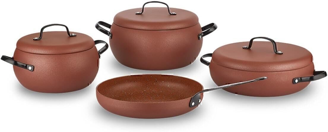 Korkmaz A2657 Cooking Set 7 Pieces, Pot, Easy to Clean, Scratch Resistant