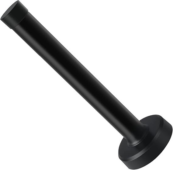 KOLAKO Door Stops, Stainless Steel Doorstop, 5 Inch(120mm) Long Door Stopper with Rubber Bumper Tip, Cylindrical Door Holder Wall Protector, Black