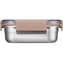 LocknLock Stainless Steel Furnace - Storage Container 310 ml with Quadrangular Lock - Brown