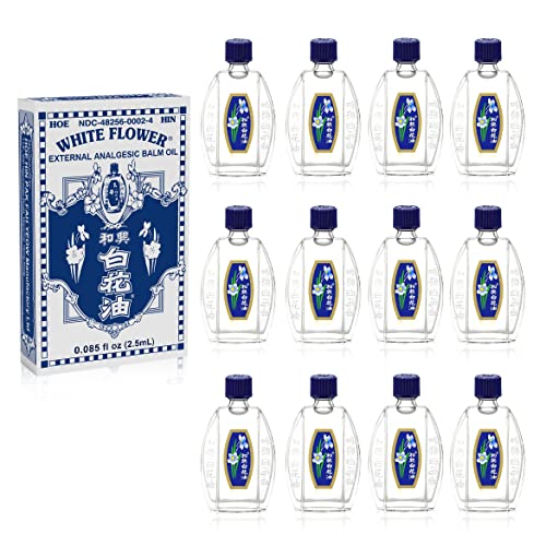 White Flower External Analgesic Balm Oil 2.5ml 0.085fl Oz Authentic US Import 12 Packs