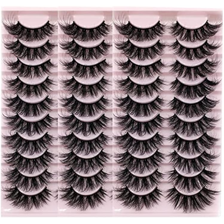 Braiton 30 Pairs False Eyelashes Cat-Eye Fluffy Volume Dramatic Faux Eyelashes 3D False Eyelashes Thick Natural Look Dramatic Multipack,D4
