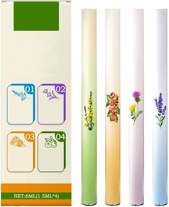 Herbal Diffuser Pen, Aromatherapy Inhaler Stick,Flavoured Air Inhaler,Dual-Action Herbal Purifier Pens, Portable Vaporless Fum Inhaler for Cleanse,Breathing Aid & Oral Freshening,Natural Plants (1SET)