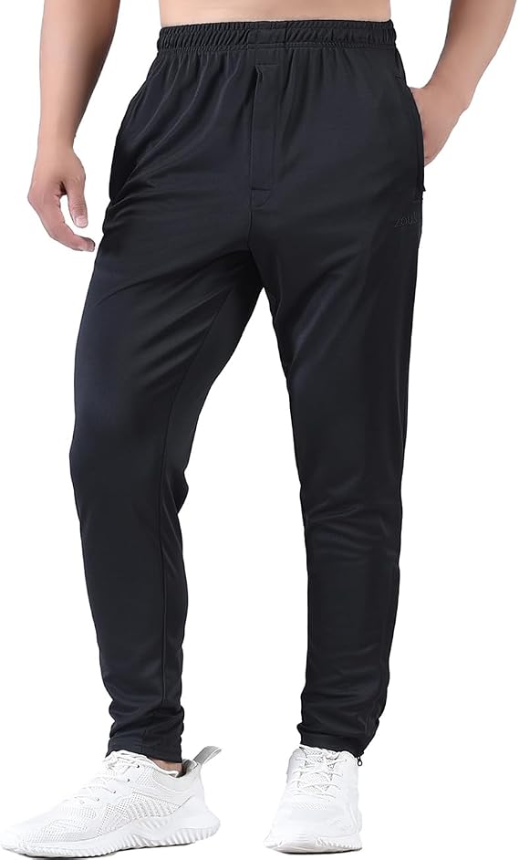 Zoulee Men's Active Athletic Workout Track Pants Jogger Sweatpants for Men with Zipper Fly and Pockets Fit Football Pants