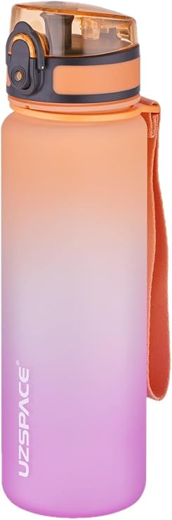 Uzspace FiftyFifty 500ml Çift Renk Softtouch FF Collection Tritan Su Matarası Turuncu-Mor