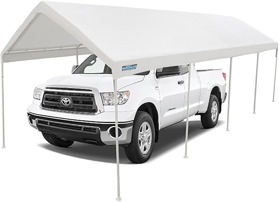 King Canopy Universal Canopy 10-Ft by 27-Ft, 1 3/8-Inch Hammertone Steel Frame w/Buttons, 10 Leg, White