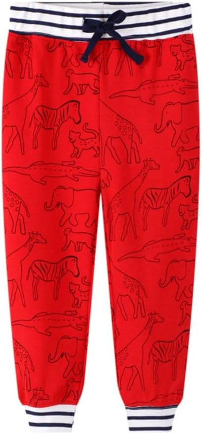 Boys Cotton Sweatpants Cute Cartoon Printed Casual Knit Elastic Pants Sports Jogger Pants Toddler Boys Sweatpants