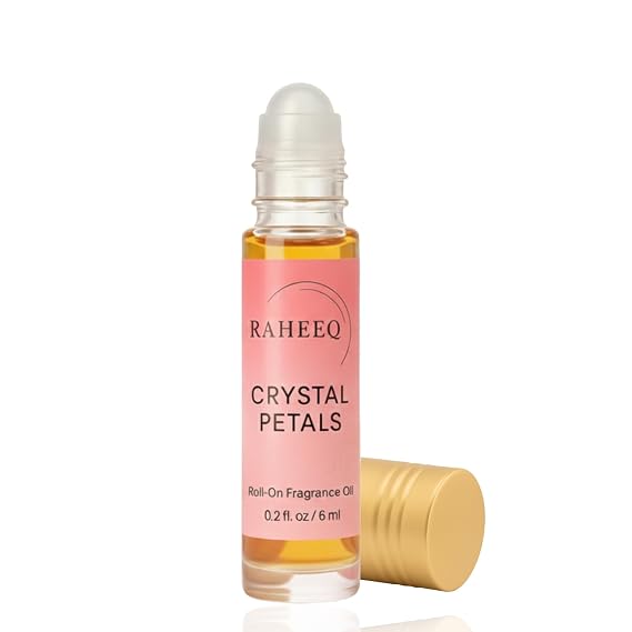 Crystal Petals Perfume Oil Roll-On Long Lasting Jasmine & Rose Fresh Floral Attar, Concentrated Alcohol Free Luxury Arabian Blend, Premium Unisex Fragrance, 6 ml (0.2 fl oz)
