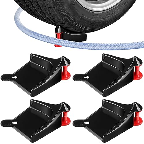 Dreyoo 4 Pcs Car Hose Guide, Tire Hose Roller for Car Washing, Detailing Tire Hoses Guide Preventing Pressure Washer Hoses Stuck Under The Wheels, Plastic Wash Tool to Avoid SnaggingBlack