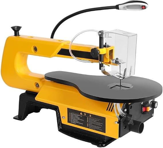 Variable Speed Scroll Saw 180W 50mm Cutting Height, 0-45° Tilting Table, Pin Blades LED Light, for Wood Plastic Metal DIY & Woodworking