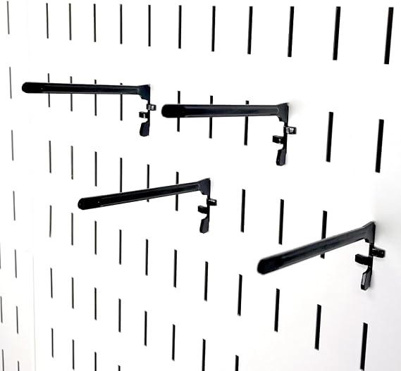 Wall Control Paint Brush Hook and Thread Spool Holder Storage Organizer Pegs Metal Pegboard - (4) Pack of Narrow 3.5-Inch Reach Slotted Peg Hooks for Paint Brushes and Spools (Black)