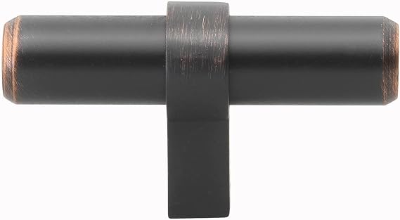 GlideRite Hardware 4002-T-ORB-1 2.25 inch Solid Euro T-Bar Handle Knobs 1 Pack, 2.25", Oil Rubbed Bronze Finish