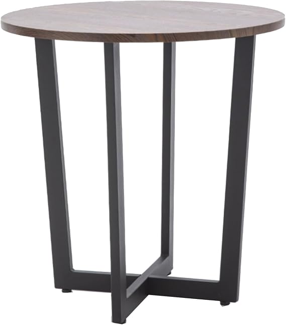 Living Room Round Sofa Side Table, MDF Desktop, Metal Frame, Storage Table, Bedside Table-48cm X 48cm X 47.5cm