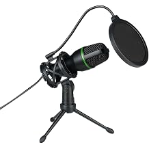 USB Gaming Microphone Kit - Streaming Condenser Mic with RGB, Tripod, Pop Filter, Tap-to-Mute - PC Microphone