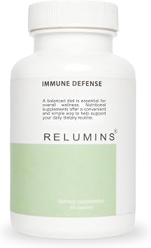Relumins Immune Defense Daily Nutrient Blend with Zinc, Selenium, Vitamin K1, Echinacea & Natural Extracts for Wellness Support 60 Capsules