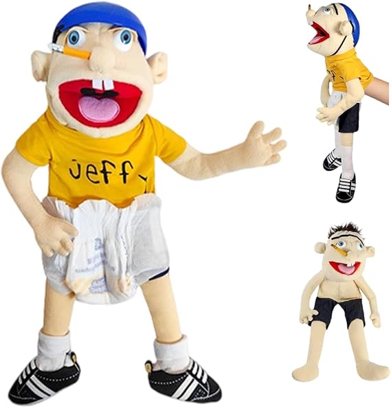 Jeffy Puppet Plush Toy Doll, 60cm Jeffy Hand Puppets with Working Mouth, Funny Puppets Toy for Boys and Girls, Soft PuppetS for Birthday Christmas Halloween Party