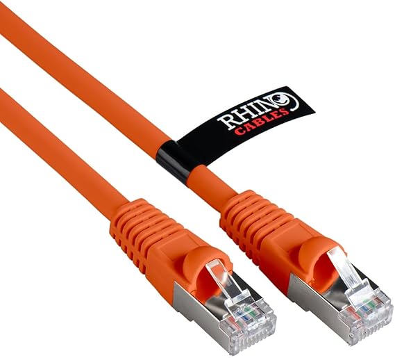 rhinocables CAT 6a Ethernet Cable | 10Gbps S/FT High-Speed & Large Bandwidth Data Transfer | Reliable LAN Network RJ45 Cable | Wi-Fi Broadband Cable for Seamless Gaming & Streaming (1m, Orange)