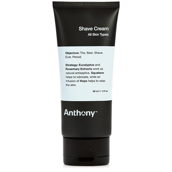 Anthony Shaving Cream for Sensitive Skin, 3 Fl Oz | Squalane with eucalyptus, spearmint and rosemary extracts help soothe, cool and condition skin for shaving.